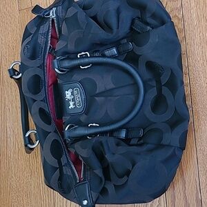 Coach Black and Red Fabric Satchel Bag